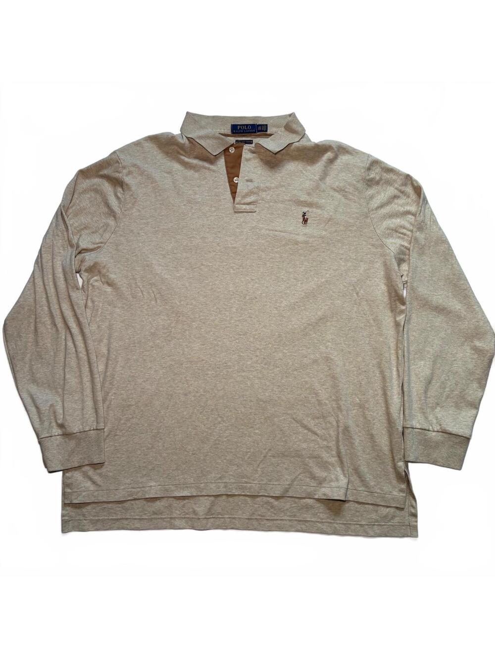 Polo Ralph Lauren Men's XXL Cream Long Sleeve Polo Shirt Preppy Old Money